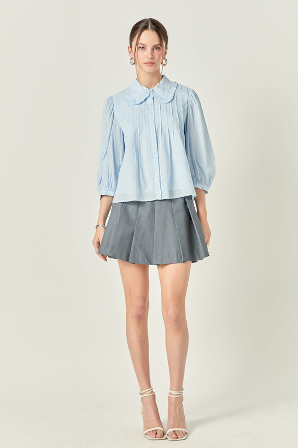 english factory Ruffled Collar Blouse POWDER BLUE