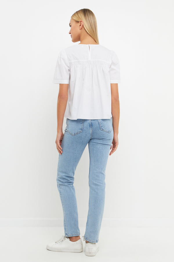 English Factory Ruffled Detail Top WHITE