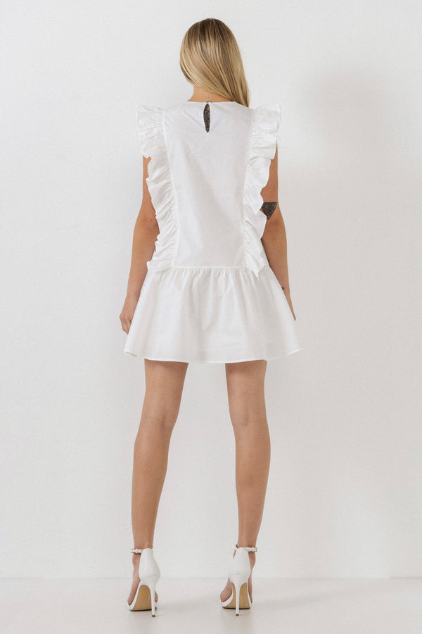 English Factory Ruffled Mini Dress WHITE