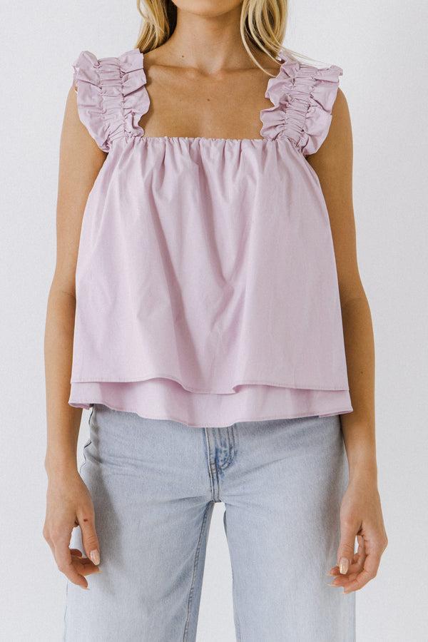 English Factory Ruffled Strap 2 Tiered Top LILAC