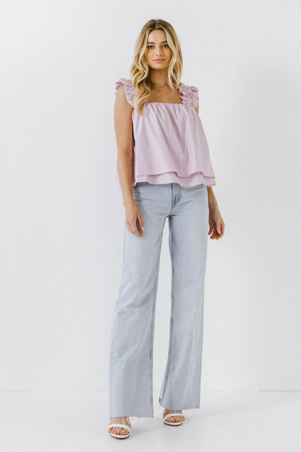 english factory Ruffled Strap 2 Tiered Top LILAC