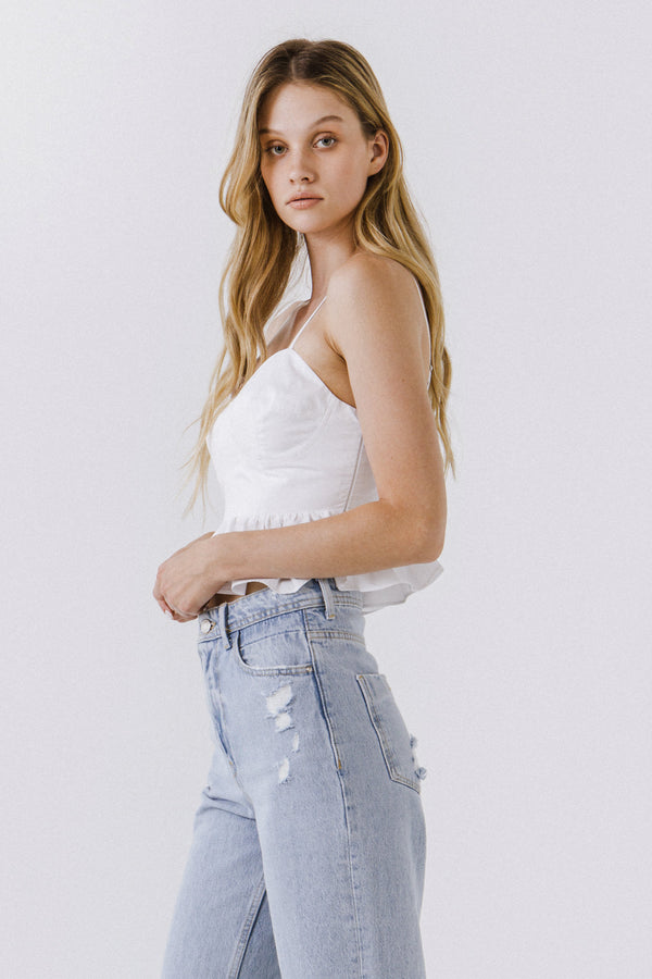 English Factory Ruffled Tank Top WHITE