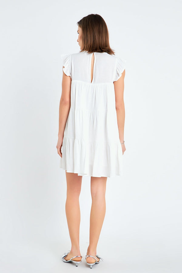 English Factory Ruffled Tiered Dress WHITE