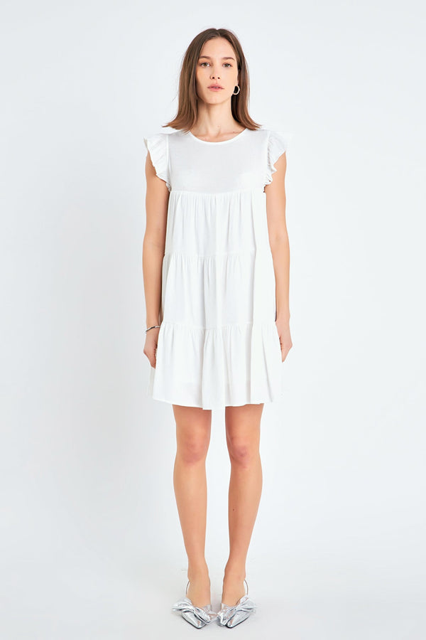 english factory Ruffled Tiered Dress WHITE