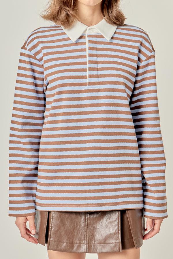 English Factory Rugby Polo Shirt POWDERBLUE/BROWN