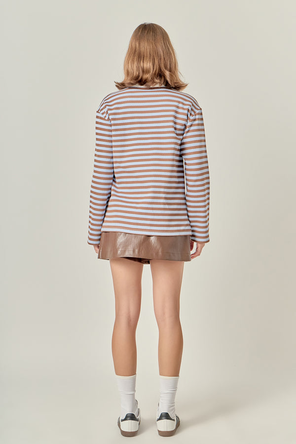 English Factory Rugby Polo Shirt POWDERBLUE/BROWN