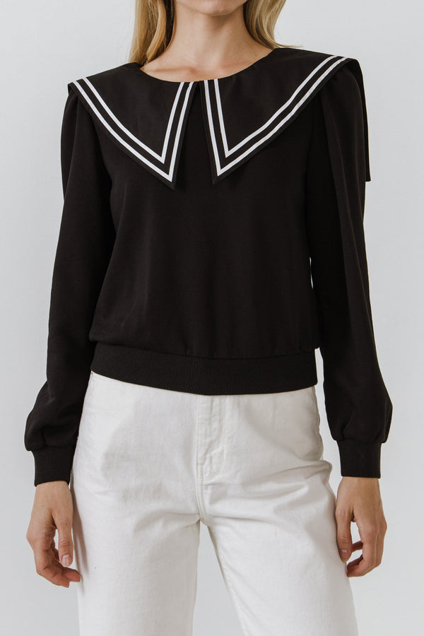 English Factory Sailor Collar Sweatshirt BLACK