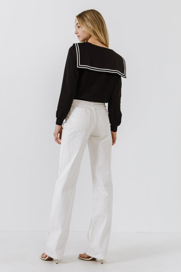 English Factory Sailor Collar Sweatshirt BLACK