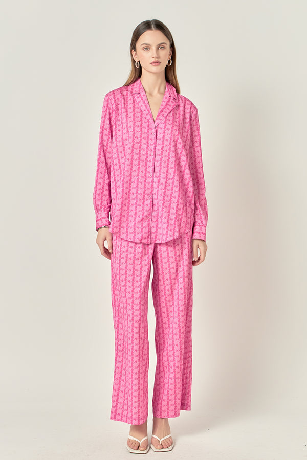 English Factory Satin Printed Shirt PINK