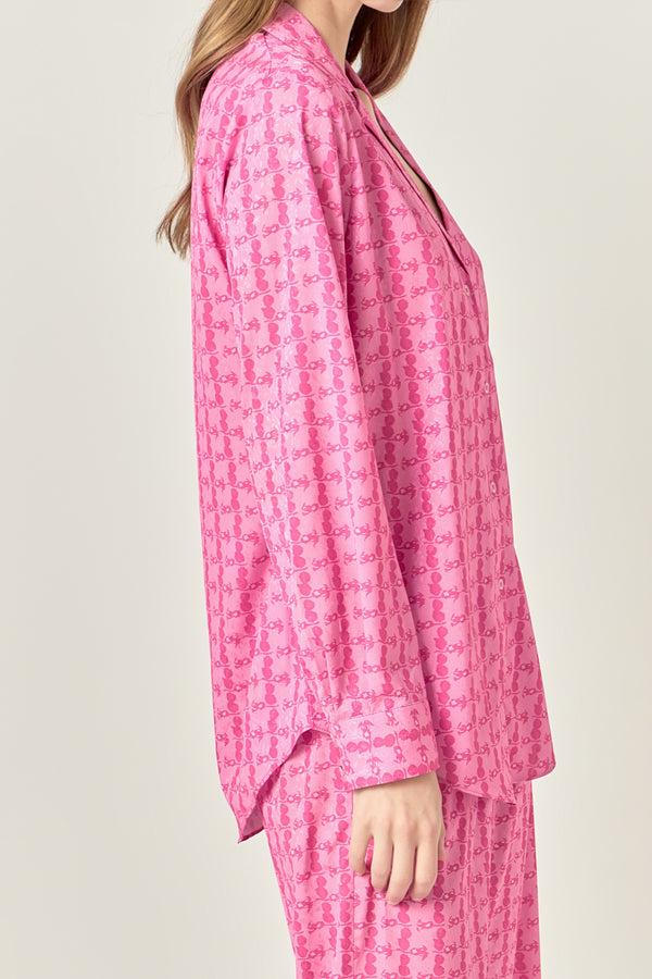 English Factory Satin Printed Shirt PINK