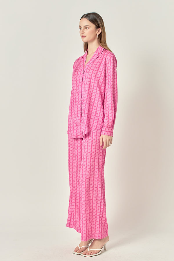 English Factory Satin Printed Shirt PINK