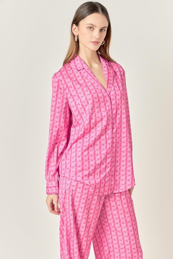 english factory Satin Printed Shirt PINK