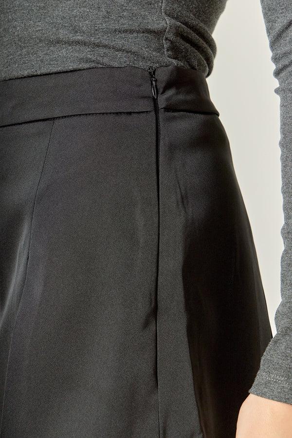 English Factory Satin Single Pleat Skort BLACK