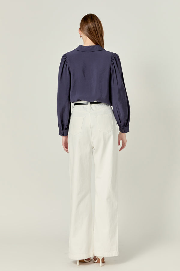 English Factory Scallop Collared Dress Shirt NAVY