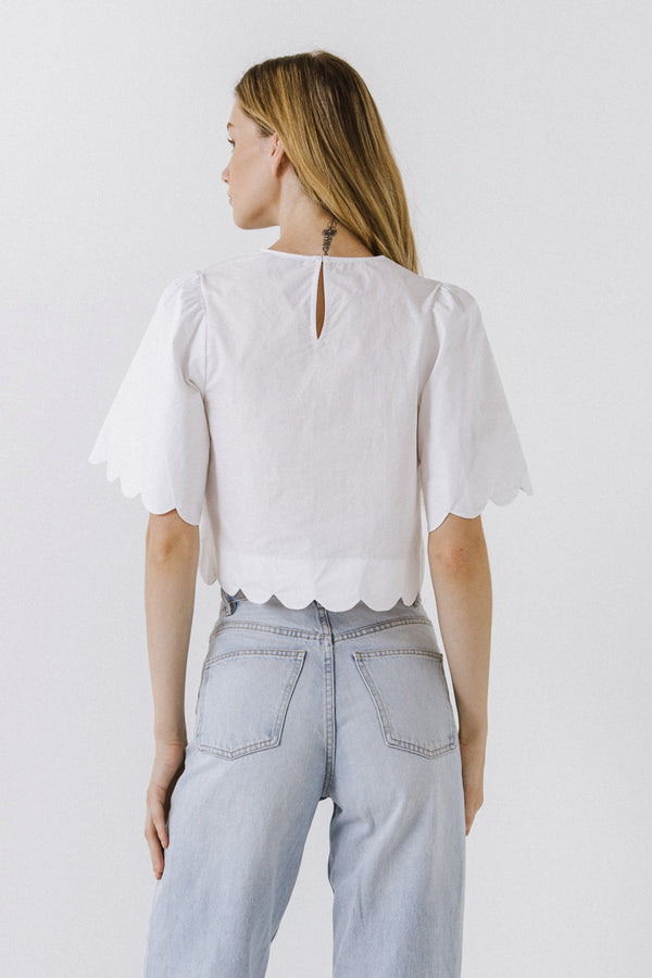 English Factory Scallop Edge Top WHITE