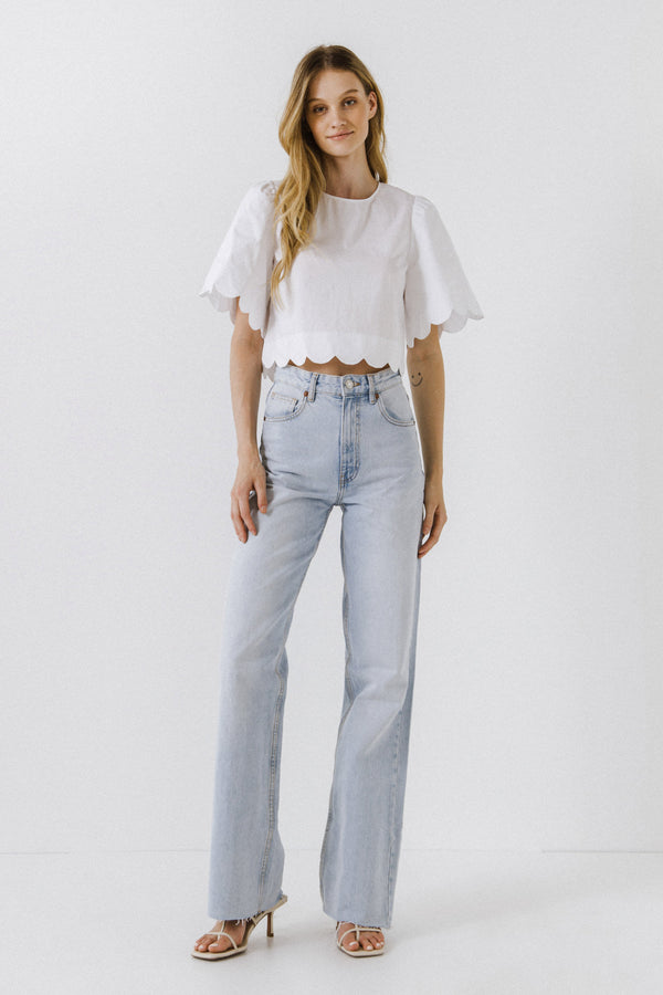 english factory Scallop Edge Top WHITE