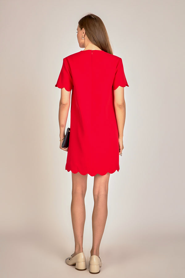 English Factory Scallop Mini Dress RED