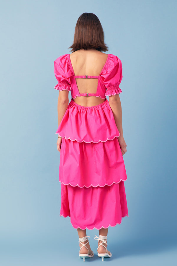 English Factory Scallop Tiered Dress PINK