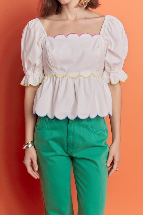 English Factory Scallop Top WHITE