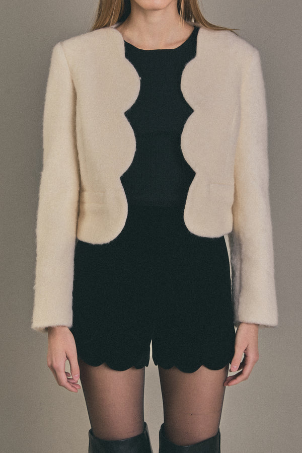 English Factory Scallop Wool Jacket OFF WHITE