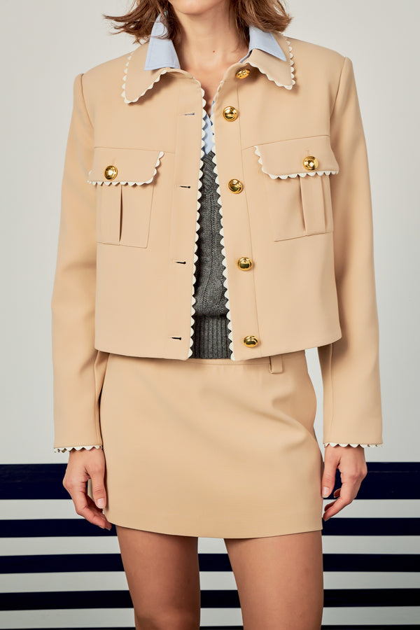 English Factory Scalloped Jacket TAUPE