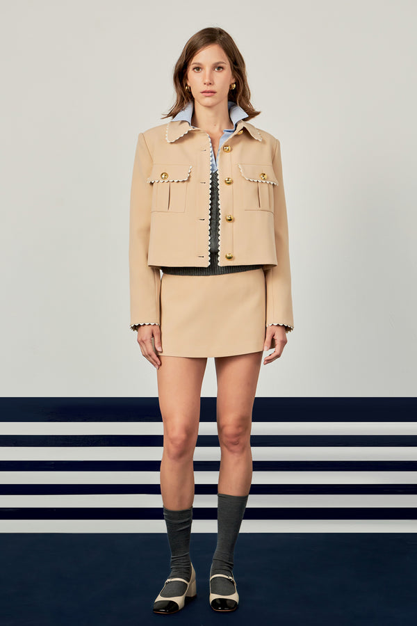 english factory Scalloped Jacket TAUPE