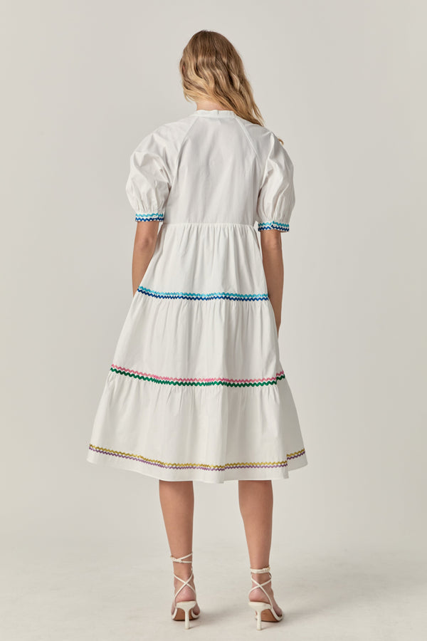 English Factory Scalloped Trimmed Midi Dress WHITE