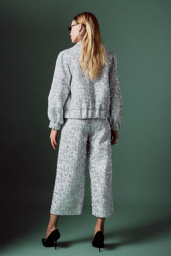 English Factory Sequin Tweed Jacket SILVER