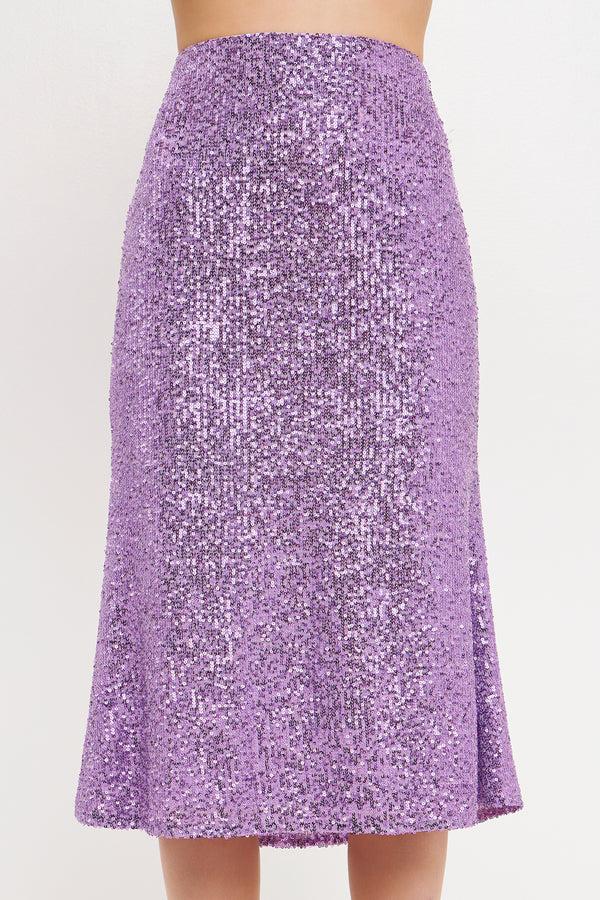 English Factory Sequins Midi Skirt BLACK