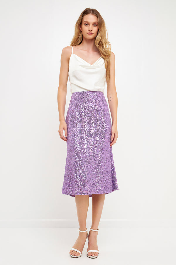 english factory Sequins Midi Skirt BLACK