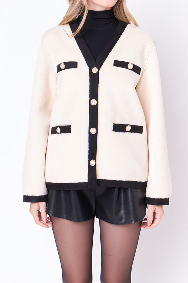 English Factory Shearing Jacket With Buttons WHITE
