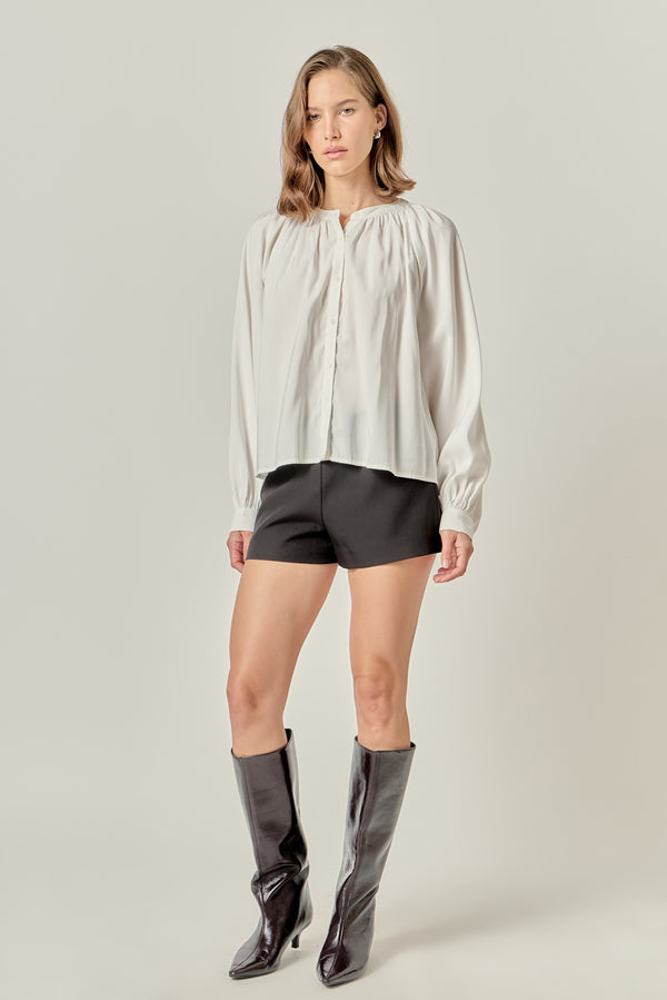 English Factory Shirring Detail Top WHITE