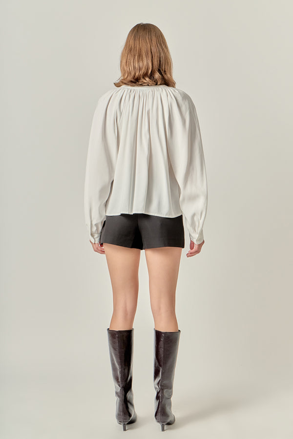 English Factory Shirring Detail Top WHITE