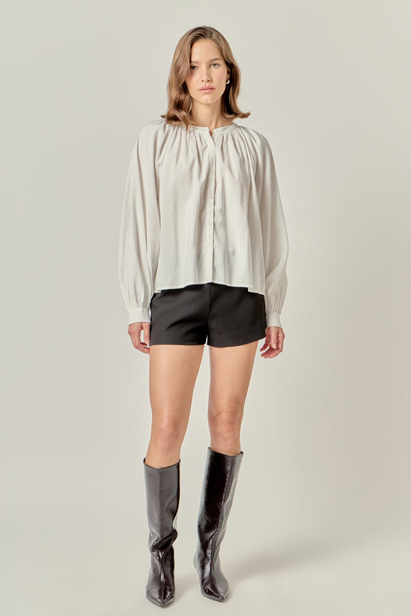 english factory Shirring Detail Top WHITE