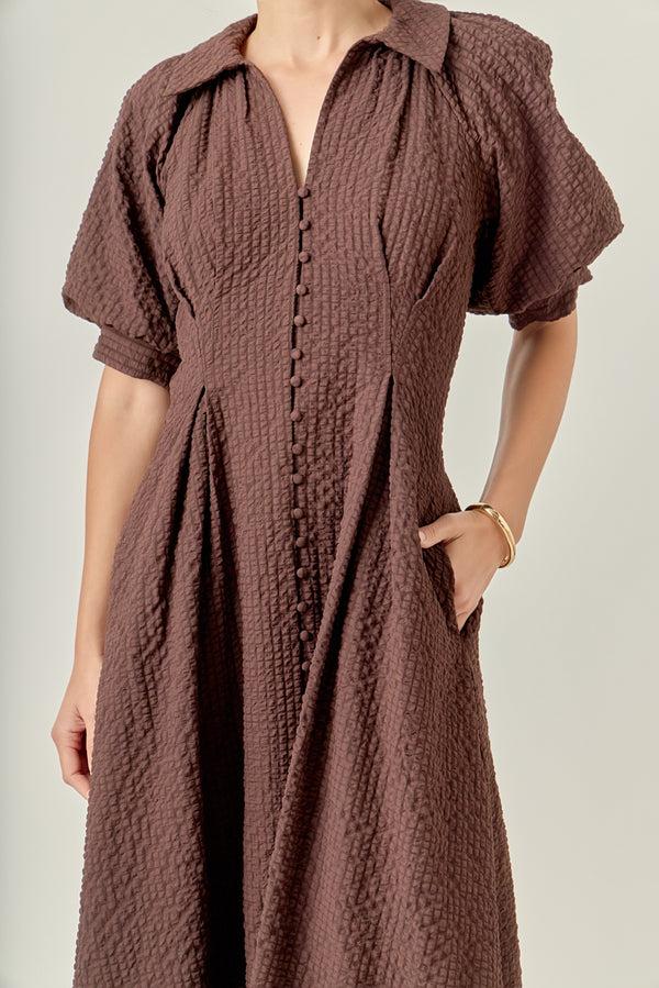 English Factory Shirt Midi Dress BROWN
