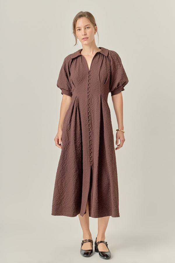 english factory Shirt Midi Dress BROWN