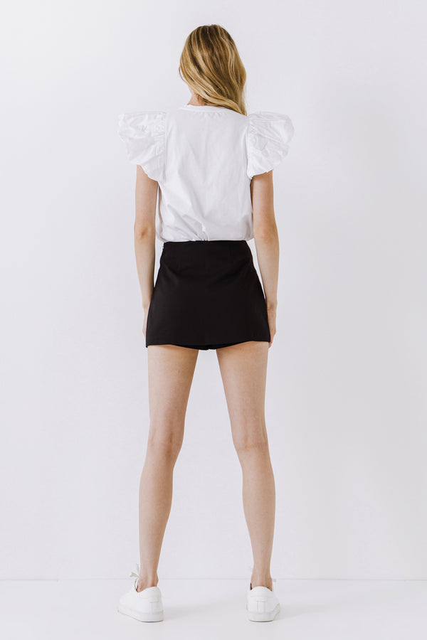 English Factory Short Balloon Sleeve Top WHITE