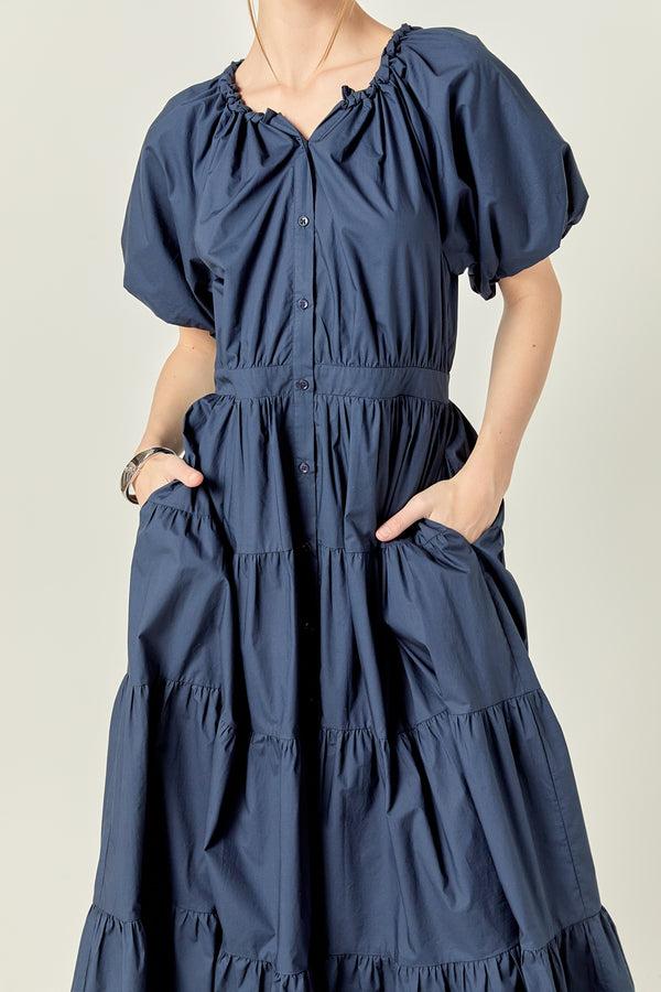 English Factory Short Sleeves Dress NAVY