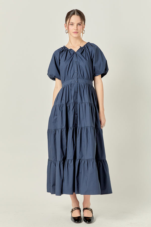 english factory Short Sleeves Dress NAVY