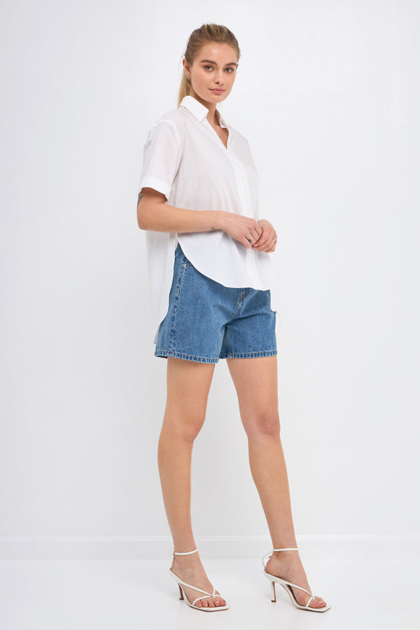 English Factory Side Slit Long Shirt WHITE