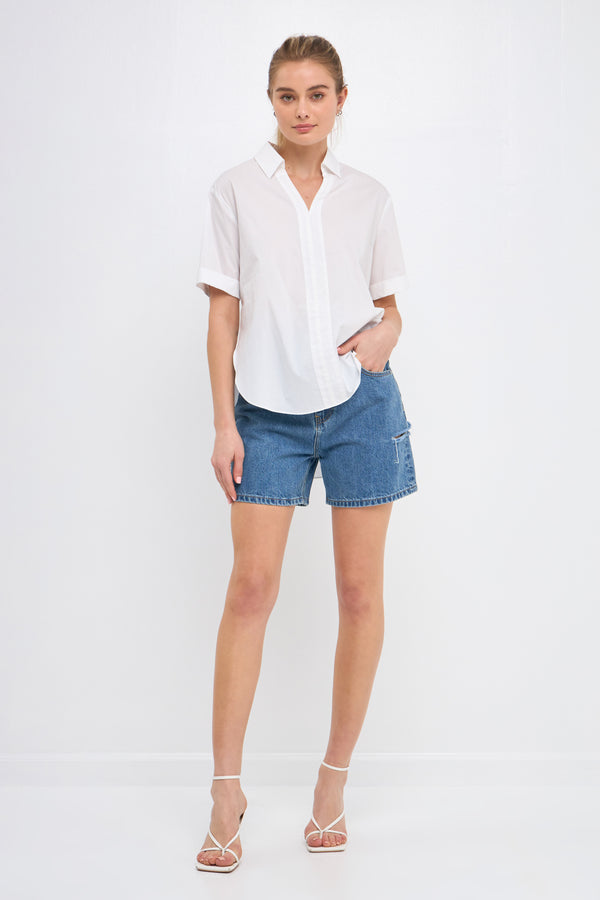 english factory Side Slit Long Shirt WHITE