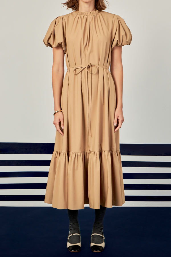 English Factory Skinny Belted Midi Dress CAMEL
