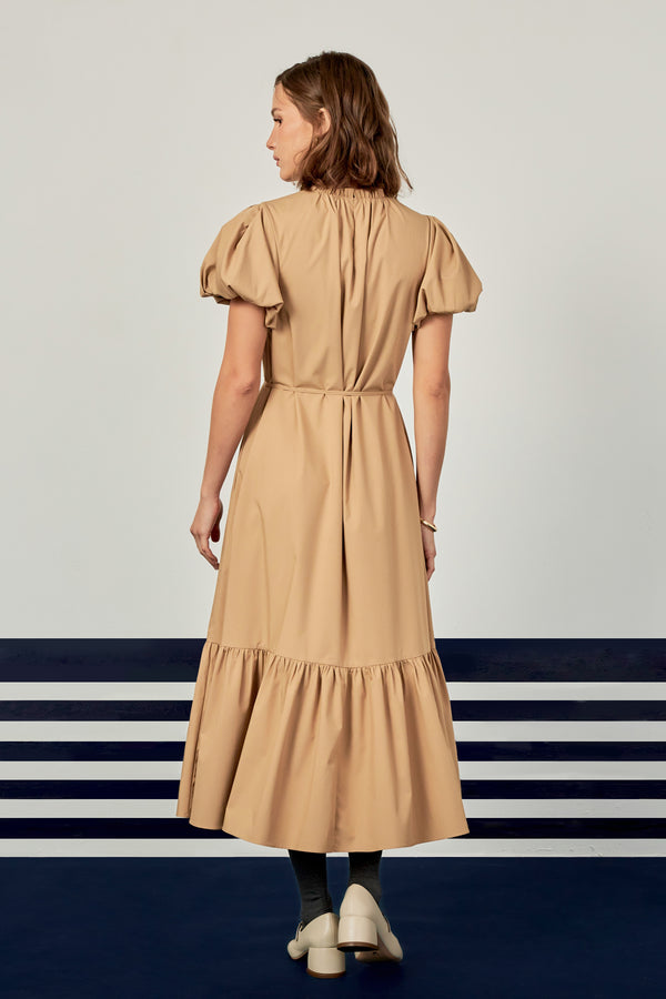 English Factory Skinny Belted Midi Dress CAMEL
