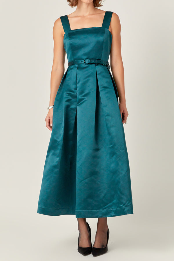 English Factory Sleeveless Flared Midi Dress GREEN