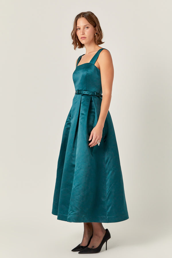English Factory Sleeveless Flared Midi Dress GREEN