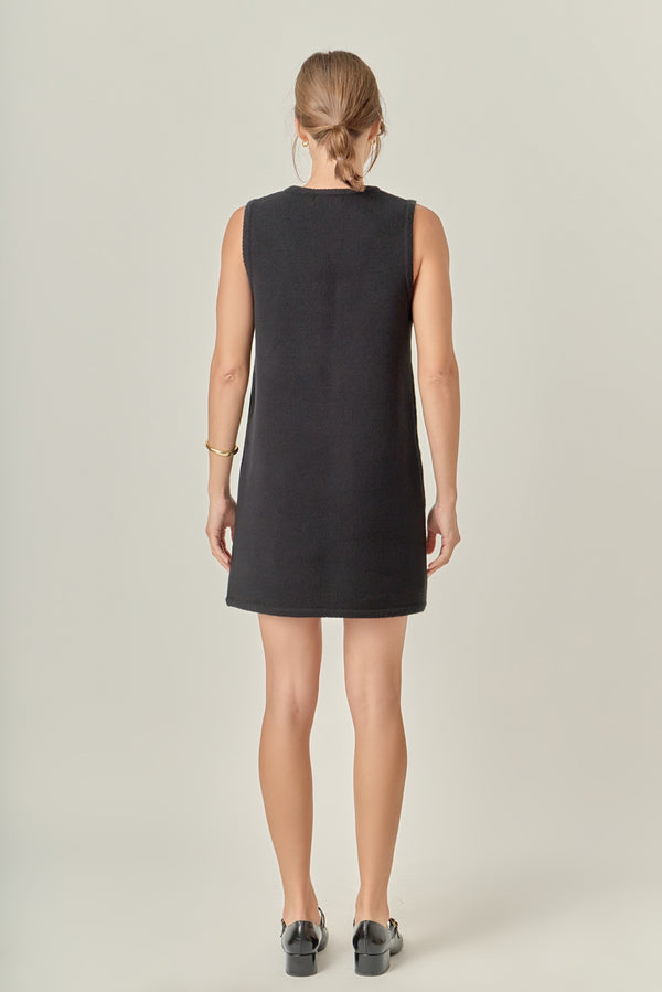 English Factory Sleeveless Knit Mini Dress BLACK
