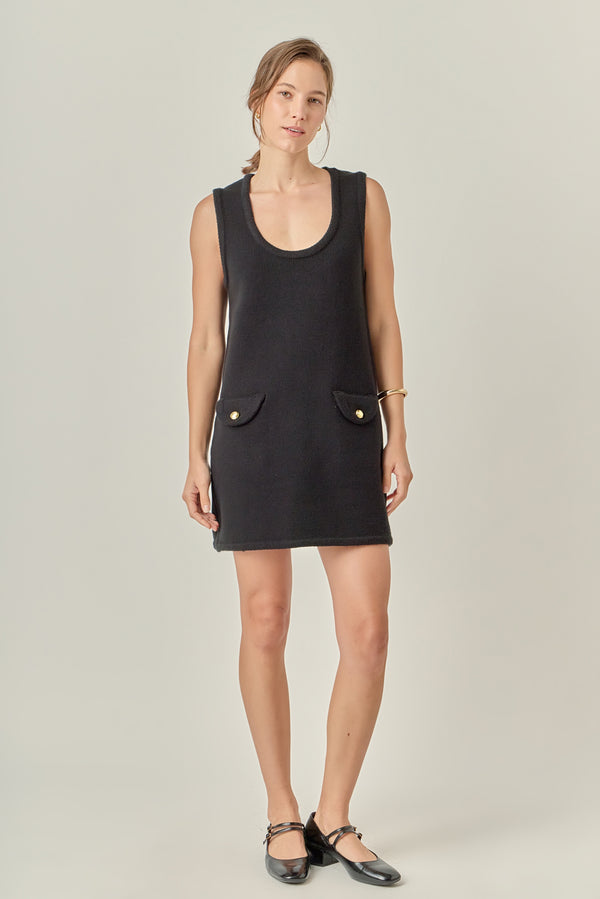 english factory Sleeveless Knit Mini Dress BLACK