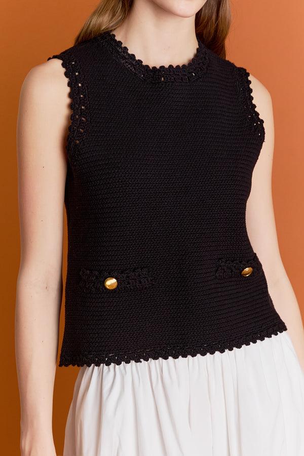 English Factory Sleeveless Knit Top BLACK