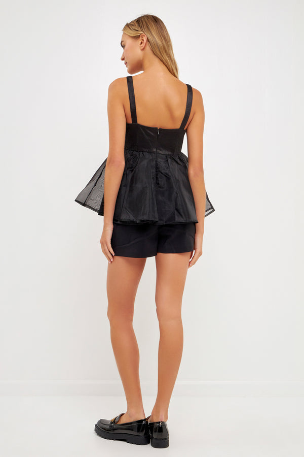 English Factory Sleeveless Peplum Tank Top BLACK