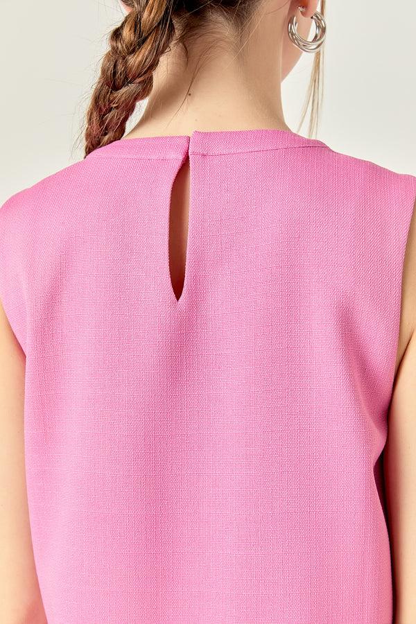 English Factory Sleeveless Pleated Mini Dress PINK